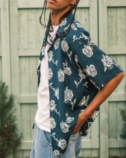 画像6: LFYT Rose Pattern Open Collar Shirt Navy ローズ オープンカラー シャツ 半袖シャツ  (6)
