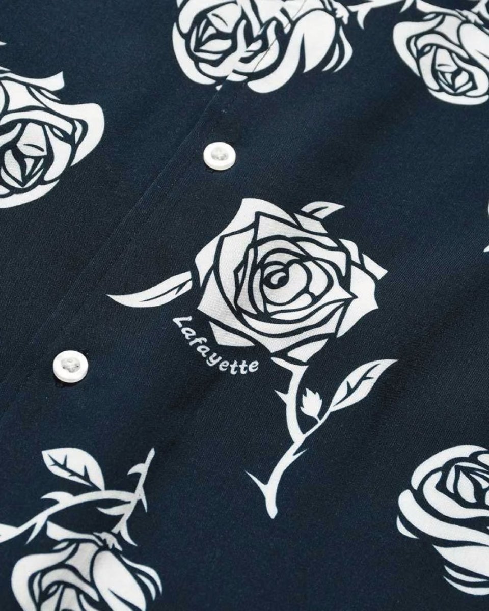 画像5: LFYT Rose Pattern Open Collar Shirt Navy ローズ オープンカラー シャツ 半袖シャツ  (5)