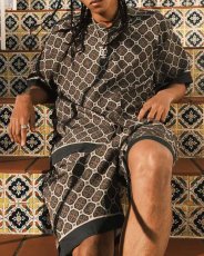 画像4: LFYT Arabesque Pattern Open Collar Shirt Navy 半袖 開襟シャツ (4)