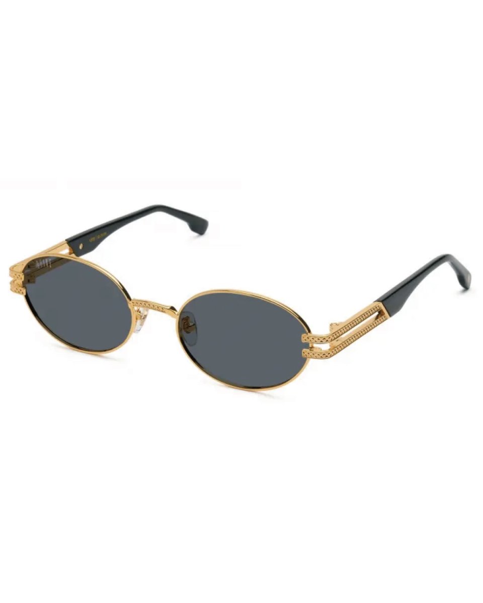 画像1: 9Five LOTUS Black & 24k Gold Sunglasses ダイムライト ゴールド UV 偏光 サングラス メガネ (1)