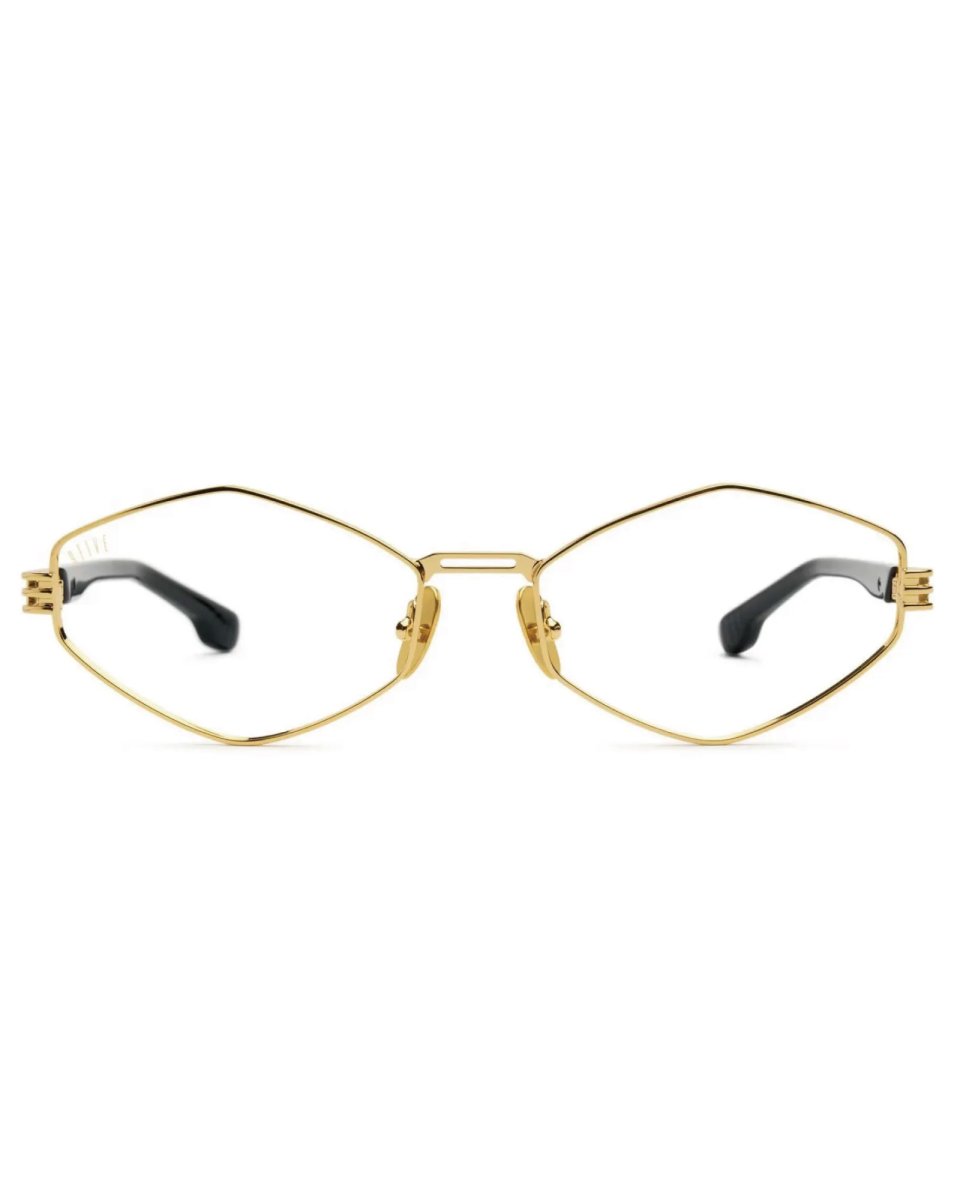 画像2: 9Five IRIS RHOMBUS Black & 24k Gold Clear Lens glasses ゴールド UV 偏光 クリアレンズ メガネ (2)