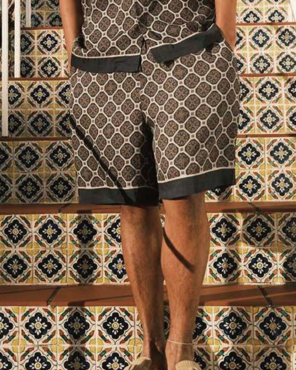 画像1: LFYT Arabesque Pattern Easy Shorts Navy イージーショーツ ハーフパンツ (1)