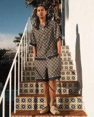 画像8: LFYT Arabesque Pattern Open Collar Shirt Navy 半袖 開襟シャツ (8)
