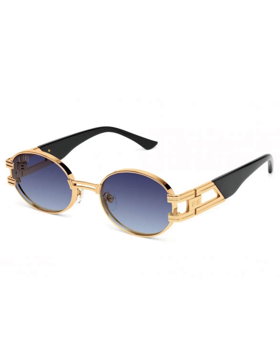 画像1: 9FIVE ST. James Black & 24K Gold Sunglasses Blue Gradation セントジェームス ブラック & 24K ゴールド サングラス 偏光レンズ (1)