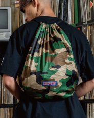 画像7: INTERBREED Digsport Gym Sack Woodland Camo メッシュ ジムサック ナップサック カモフラージュ バッグ (7)
