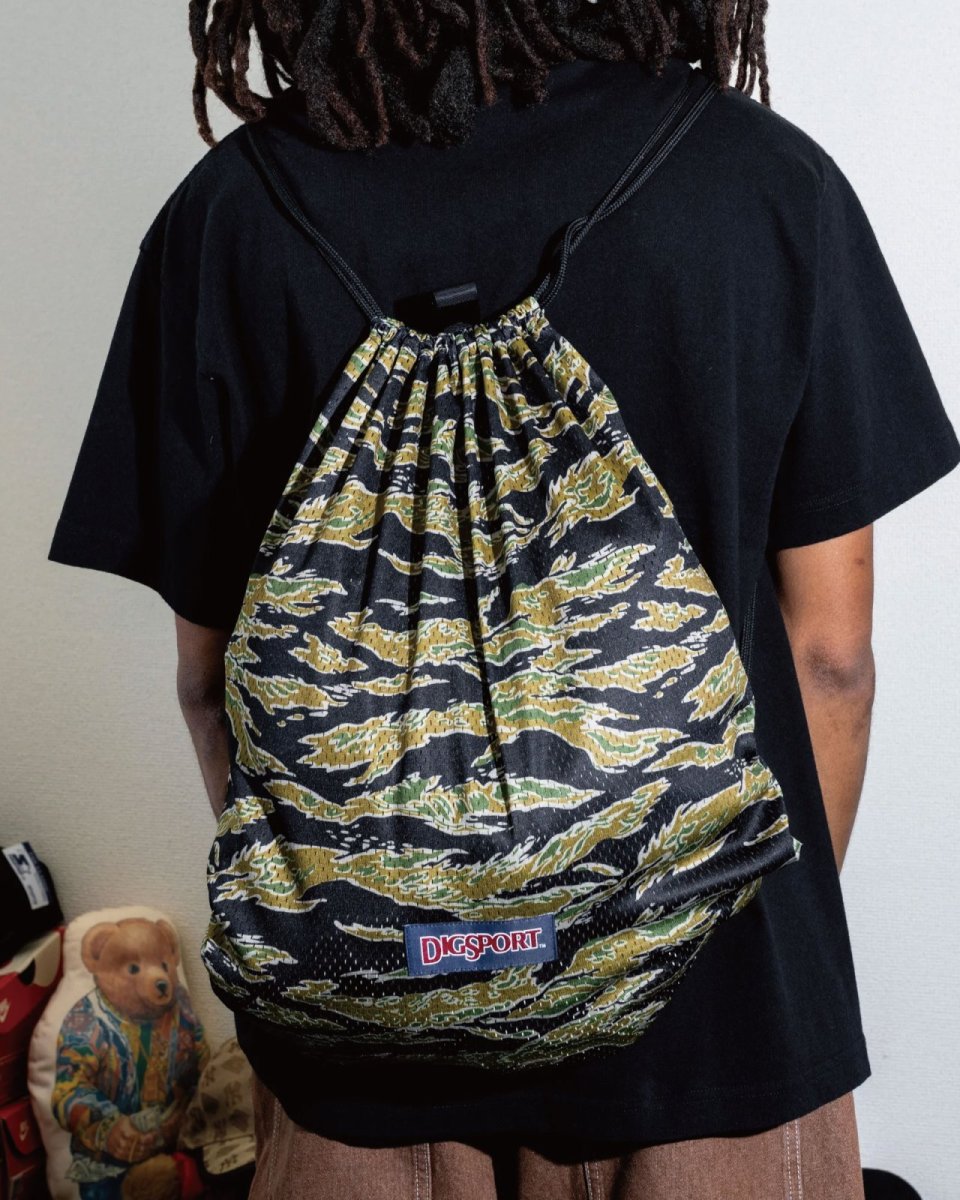 画像2: INTERBREED Digsport Gym Sack Tiger Camo メッシュ ジムサック ナップサック カモフラージュ バッグ (2)