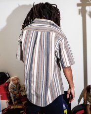 画像3: INTERBREED Multi Striped Summer Shirt Natural インターブリード マルチ ストライプ サマー シャツ 半袖 ワークシャツ コットン リゾート 沖縄 ストリートファッション (3)
