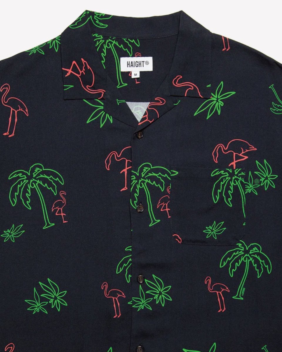 画像5: Haight LVC Neon Light Rayon Shirt Black ヘイト レーヨンシャツ 半袖 総柄 開襟 オープンカラーシャツ 沖縄 ストリートファッション (5)