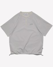 画像2: Haight Relaxing Snap Tee Grey ヘイト リラクシング スナップ Tシャツ ヘンリーネック リップストップ 半袖 沖縄 ストリートファッション (2)