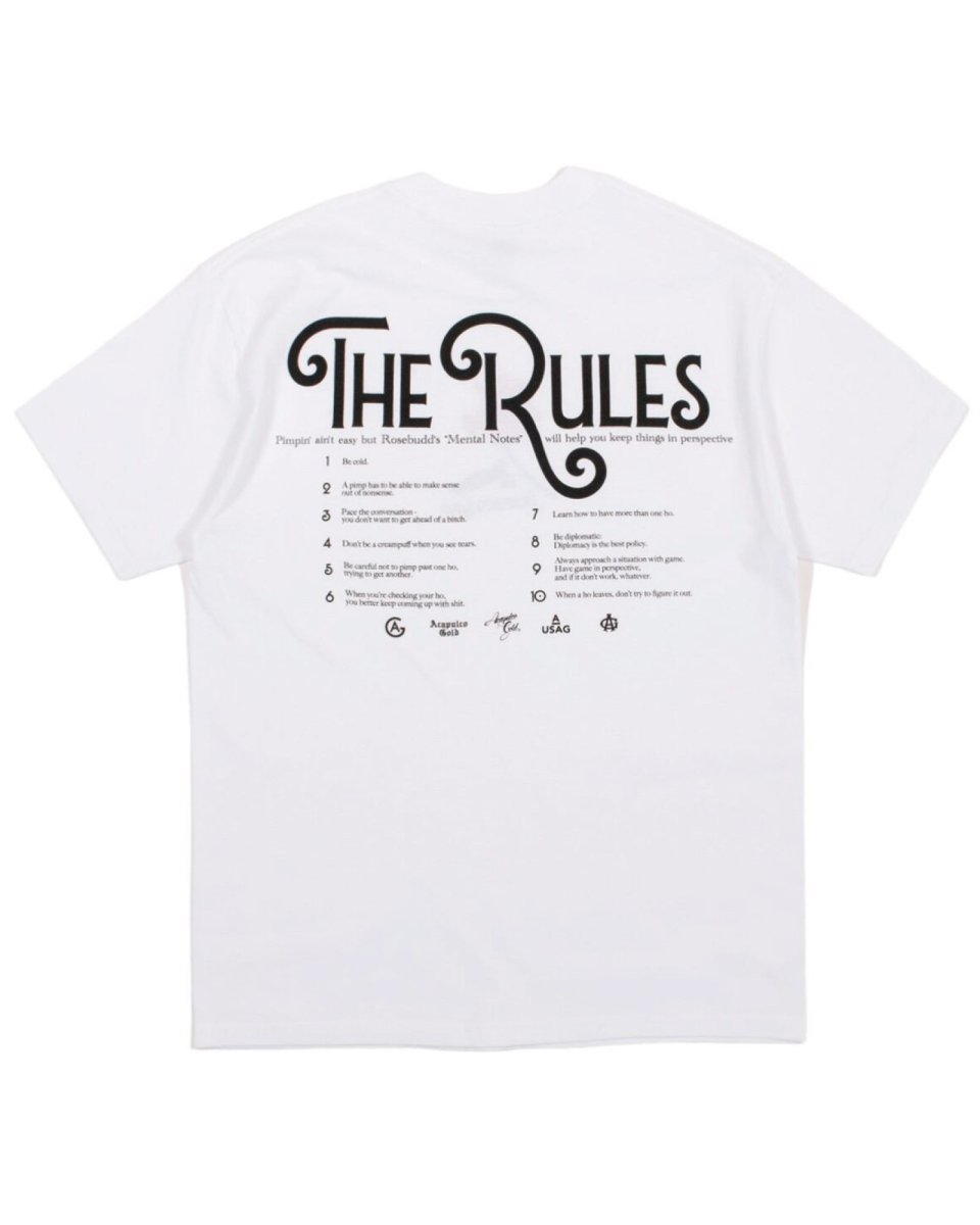 画像3: Acapulco Gold Pimpin' Ain't Easy S/S Tee White アカプルコゴールド ピンプ 半袖 Tシャツ バラ グラフィック 沖縄 ストリートファッション (3)