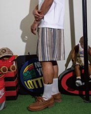 画像2: INTERBREED Multi Striped Summer Shorts Natural インターブリード マルチ ストライプ サマー ショーツ ショートパンツ ハーフパンツ コットン リゾート 沖縄 ストリートファッション (2)