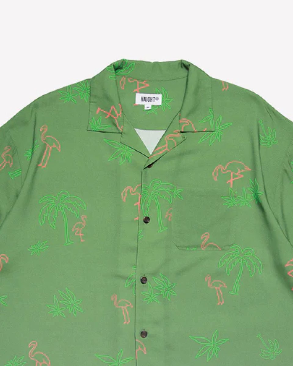 画像5: Haight LVC Neon Light Rayon Shirt Green ヘイト レーヨンシャツ 半袖 総柄 開襟 オープンカラーシャツ 沖縄 ストリートファッション (5)