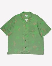 画像1: Haight LVC Neon Light Rayon Shirt Green ヘイト レーヨンシャツ 半袖 総柄 開襟 オープンカラーシャツ 沖縄 ストリートファッション (1)