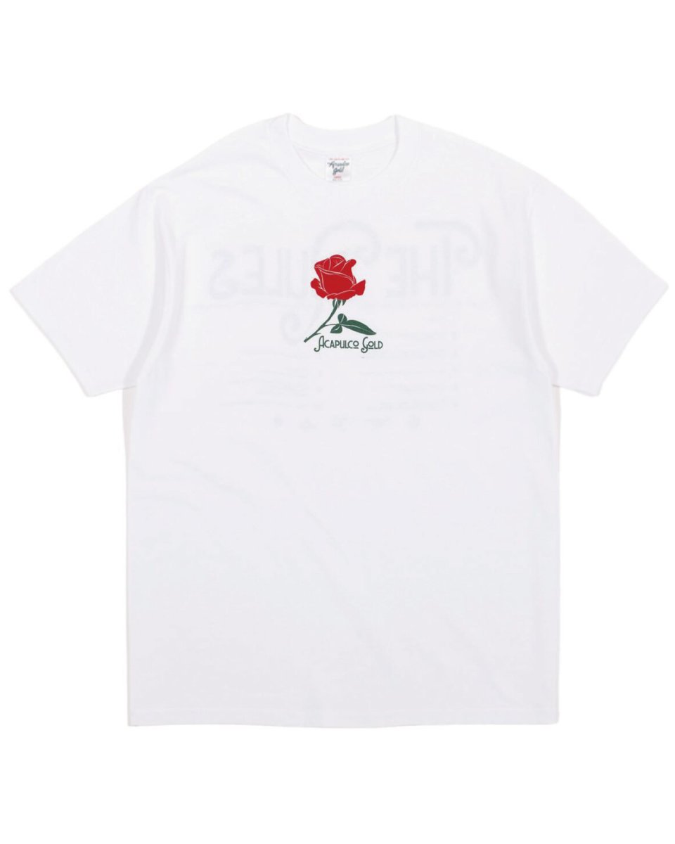 画像2: Acapulco Gold Pimpin' Ain't Easy S/S Tee White アカプルコゴールド ピンプ 半袖 Tシャツ バラ グラフィック 沖縄 ストリートファッション (2)