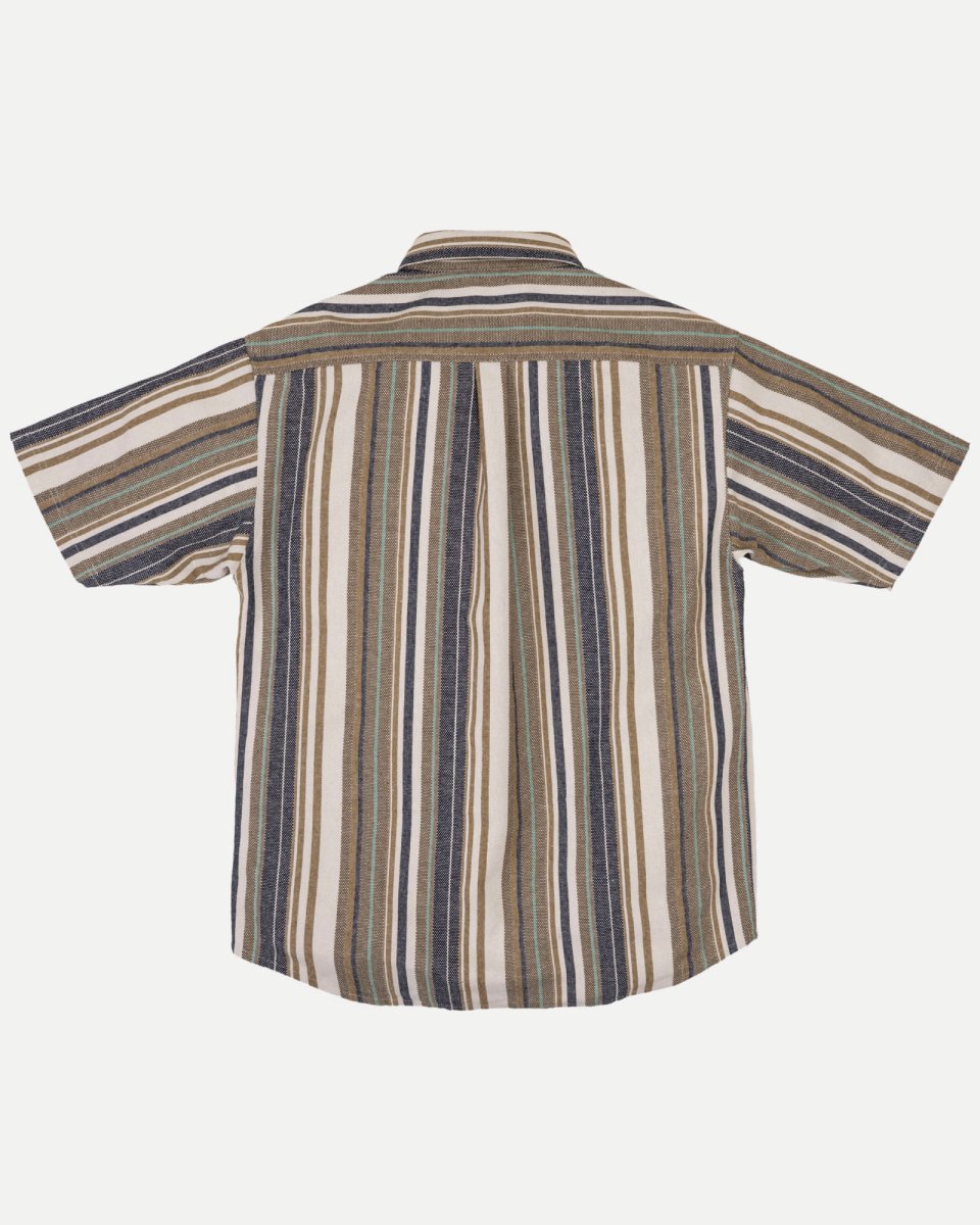 画像5: INTERBREED Multi Striped Summer Shirt Natural インターブリード マルチ ストライプ サマー シャツ 半袖 ワークシャツ コットン リゾート 沖縄 ストリートファッション (5)