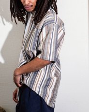 画像2: INTERBREED Multi Striped Summer Shirt Natural インターブリード マルチ ストライプ サマー シャツ 半袖 ワークシャツ コットン リゾート 沖縄 ストリートファッション (2)