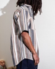 画像11: INTERBREED Multi Striped Summer Shirt Natural インターブリード マルチ ストライプ サマー シャツ 半袖 ワークシャツ コットン リゾート 沖縄 ストリートファッション (11)