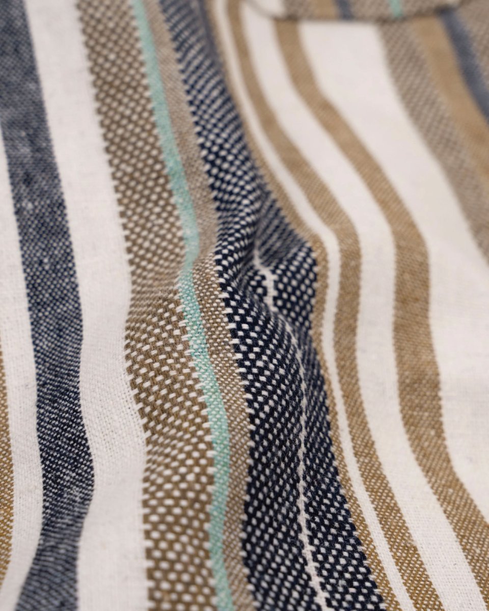 画像8: INTERBREED Multi Striped Summer Shirt Natural インターブリード マルチ ストライプ サマー シャツ 半袖 ワークシャツ コットン リゾート 沖縄 ストリートファッション (8)