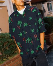画像1: Haight LVC Neon Light Rayon Shirt Black ヘイト レーヨンシャツ 半袖 総柄 開襟 オープンカラーシャツ 沖縄 ストリートファッション (1)