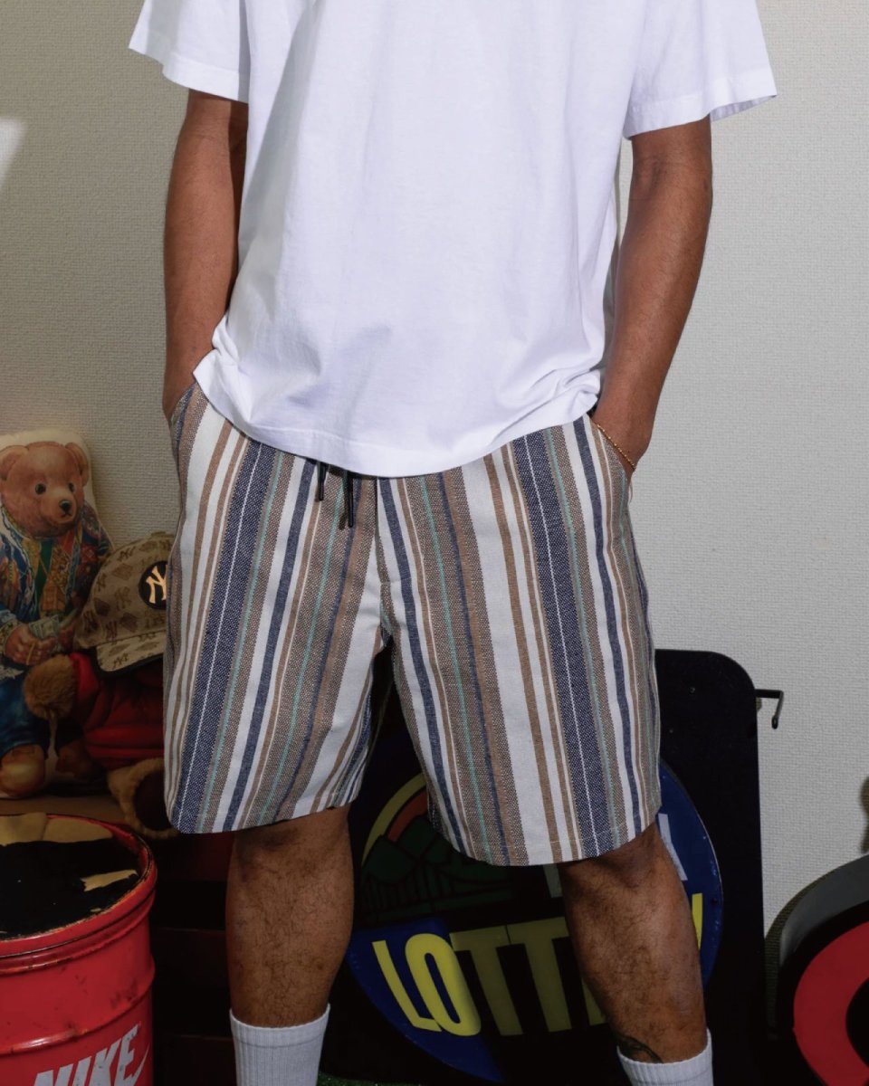 INTERBREED Multi Striped Summer Shorts Natural