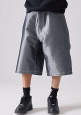 画像10: FUBU メタリック デニム ショートパンツ フブ ジーンズ ハーフパンツ ラメ Y2K 沖縄 ショートパンツ 沖縄 メンズ服 Silver (10)