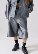 画像8: FUBU メタリック デニム ショートパンツ フブ ジーンズ ハーフパンツ ラメ Y2K 沖縄 ショートパンツ 沖縄 メンズ服 Silver (8)