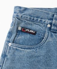 画像4: FUBU デニム ショートパンツ フブ ジーンズ ハーフパンツ 13.5オンス 沖縄 メンズ服  Light Blue (4)