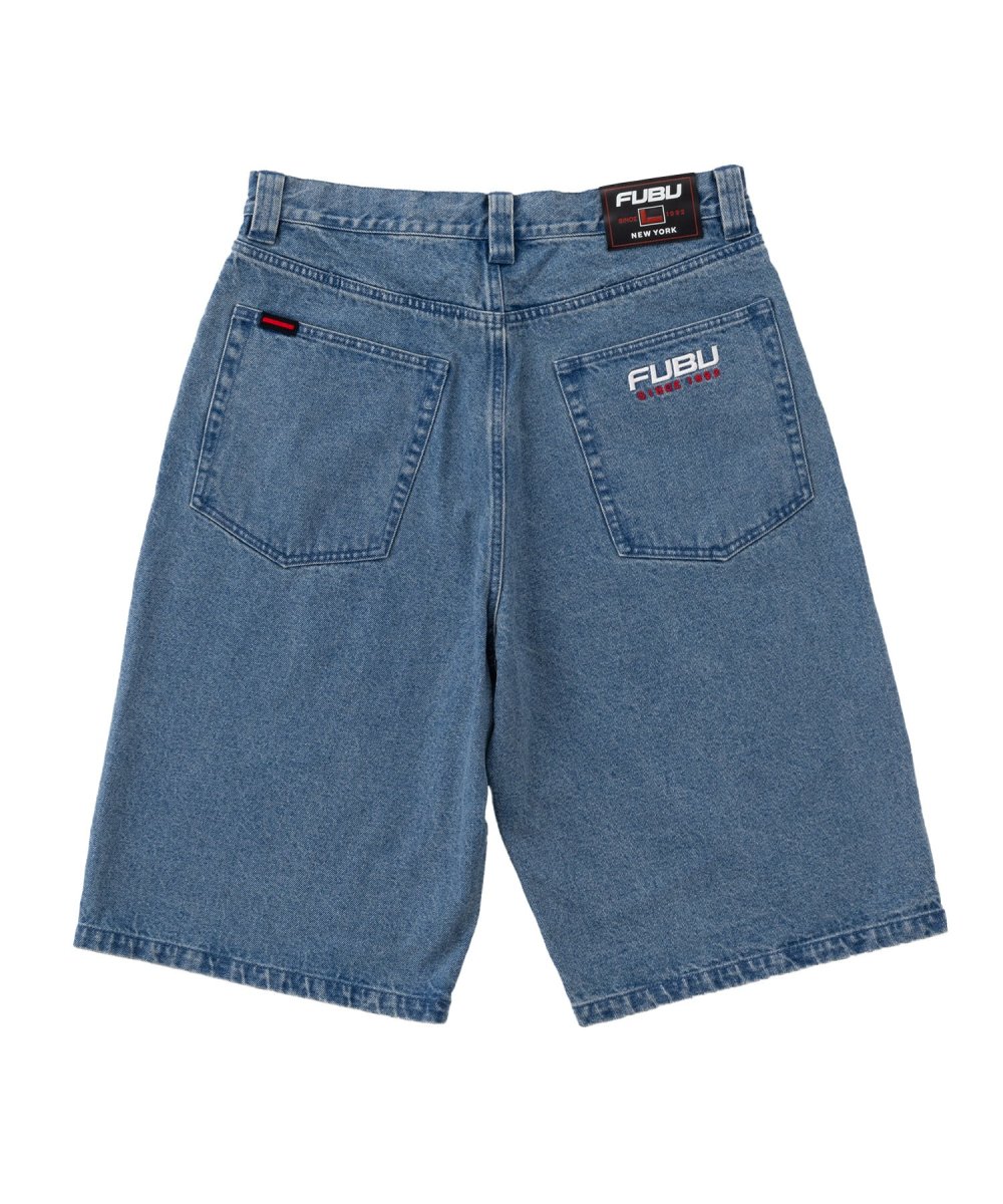 画像1: FUBU デニム ショートパンツ フブ ジーンズ ハーフパンツ 13.5オンス 沖縄 メンズ服  Light Blue (1)