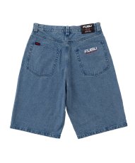 画像1: FUBU デニム ショートパンツ フブ ジーンズ ハーフパンツ 13.5オンス 沖縄 メンズ服  Light Blue (1)
