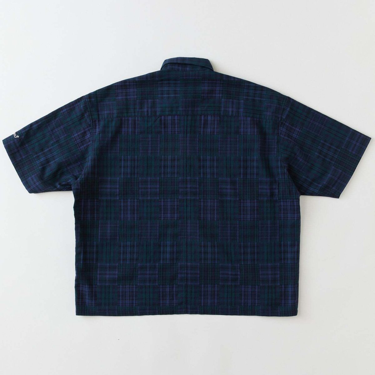画像3: FAT CROPIECE Navy パッチワーク調 チェック 半袖シャツ ダブルクロス 沖縄 メンズ服 沖縄 メンズファッション (3)
