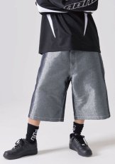 画像7: FUBU メタリック デニム ショートパンツ フブ ジーンズ ハーフパンツ ラメ Y2K 沖縄 ショートパンツ 沖縄 メンズ服 Silver (7)