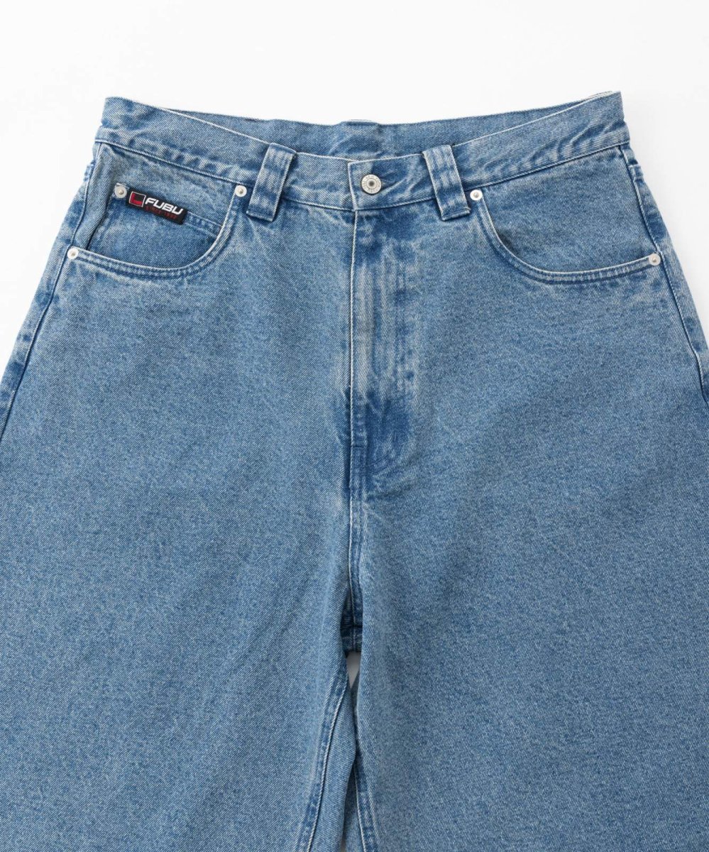 画像9: FUBU デニム ショートパンツ フブ ジーンズ ハーフパンツ 13.5オンス 沖縄 メンズ服  Light Blue (9)