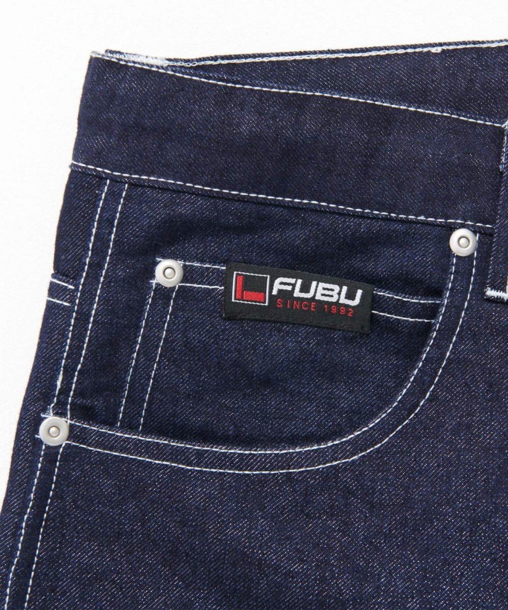 画像10: FUBU メタリック デニム ショートパンツ フブ ジーンズ ハーフパンツ ラメ Y2K 沖縄 ショートパンツ 沖縄 メンズ服 Navy (10)