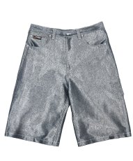 画像3: FUBU メタリック デニム ショートパンツ フブ ジーンズ ハーフパンツ ラメ Y2K 沖縄 ショートパンツ 沖縄 メンズ服 Silver (3)