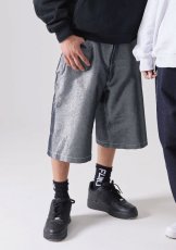 画像9: FUBU メタリック デニム ショートパンツ フブ ジーンズ ハーフパンツ ラメ Y2K 沖縄 ショートパンツ 沖縄 メンズ服 Silver (9)