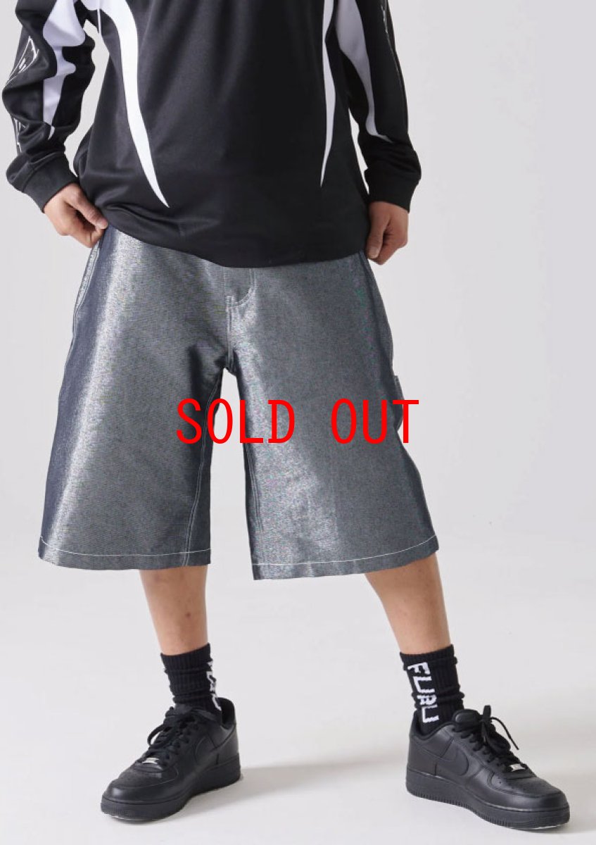 画像6: FUBU メタリック デニム ショートパンツ フブ ジーンズ ハーフパンツ ラメ Y2K 沖縄 ショートパンツ 沖縄 メンズ服 Silver (6)