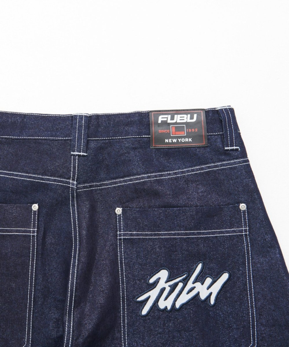 画像15: FUBU メタリック デニム ショートパンツ フブ ジーンズ ハーフパンツ ラメ Y2K 沖縄 ショートパンツ 沖縄 メンズ服 Navy (15)
