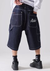 画像4: FUBU メタリック デニム ショートパンツ フブ ジーンズ ハーフパンツ ラメ Y2K 沖縄 ショートパンツ 沖縄 メンズ服 Navy (4)