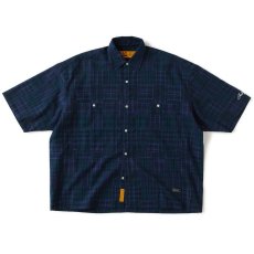 画像2: FAT CROPIECE Navy パッチワーク調 チェック 半袖シャツ ダブルクロス 沖縄 メンズ服 沖縄 メンズファッション (2)
