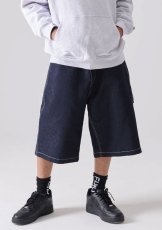 画像3: FUBU メタリック デニム ショートパンツ フブ ジーンズ ハーフパンツ ラメ Y2K 沖縄 ショートパンツ 沖縄 メンズ服 Navy (3)