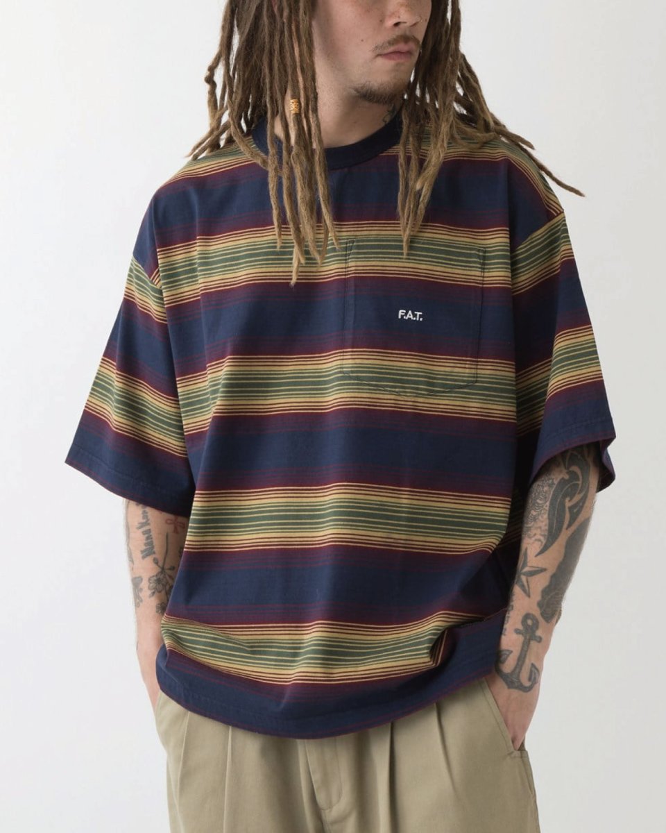 画像1: FAT GRANBO S/S Border Tee ボーダー ポケット 半袖 Tシャツ 沖縄 メンズ服 (1)