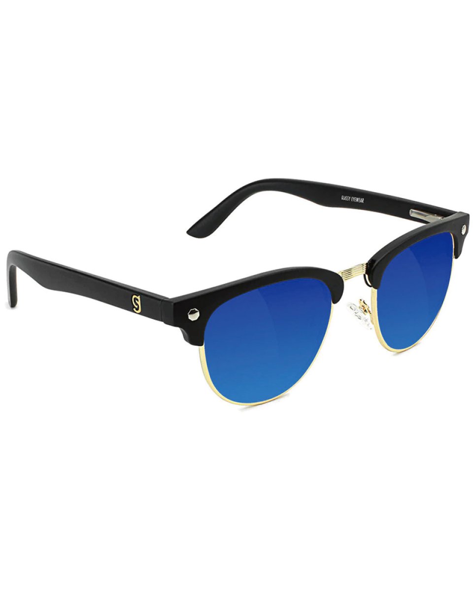 Glassy MORRISON Black Blue Mirror Lens Polarized Sunglasses