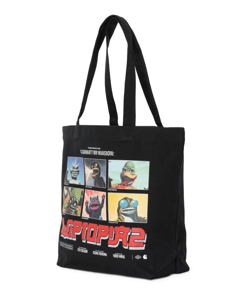 画像5: Carhartt WIP Canvas Graphic Tote WIPTOPIA 2 Print Black キャンバス グラフィック トートバッグ (5)