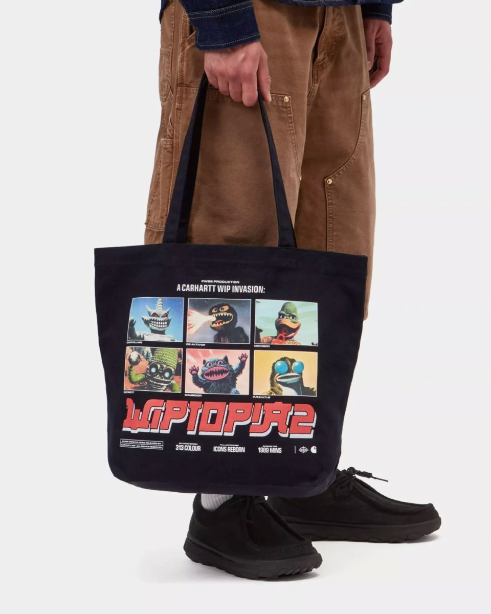 画像1: Carhartt WIP Canvas Graphic Tote WIPTOPIA 2 Print Black キャンバス グラフィック トートバッグ (1)