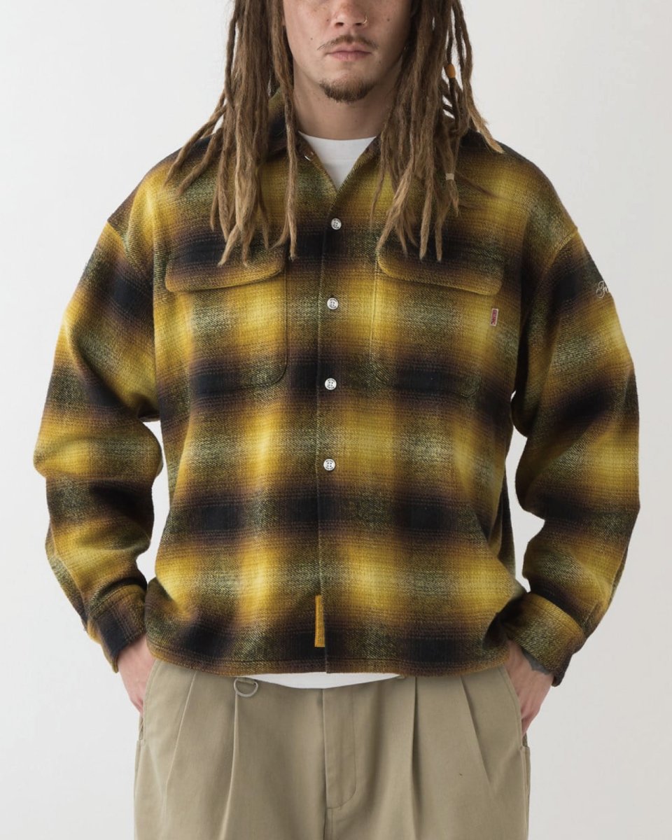 画像1: FAT MAC SMOKE Yellow F.A.T. ビッグマック オンブレチェック ネルシャツ 長袖 シャツ (1)