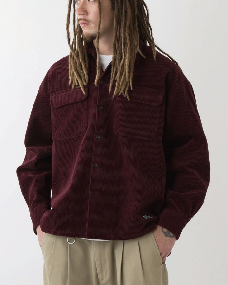 FAT WALECROP Corduroy Shirts Jacket Wine F.A.T.