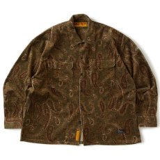 画像2: FAT CROPLEY Corduroy Shirts Olive F.A.T. ペイズリー コーデュロイ シャツ (2)