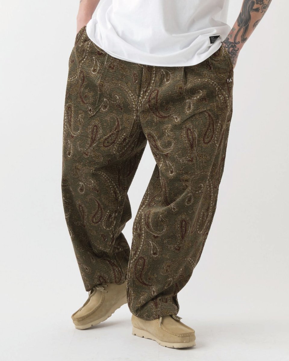 画像1: FAT MEGAZLEY Corduroy Pants Olive F.A.T. ペイズリー コーデュロイ パンツ (1)