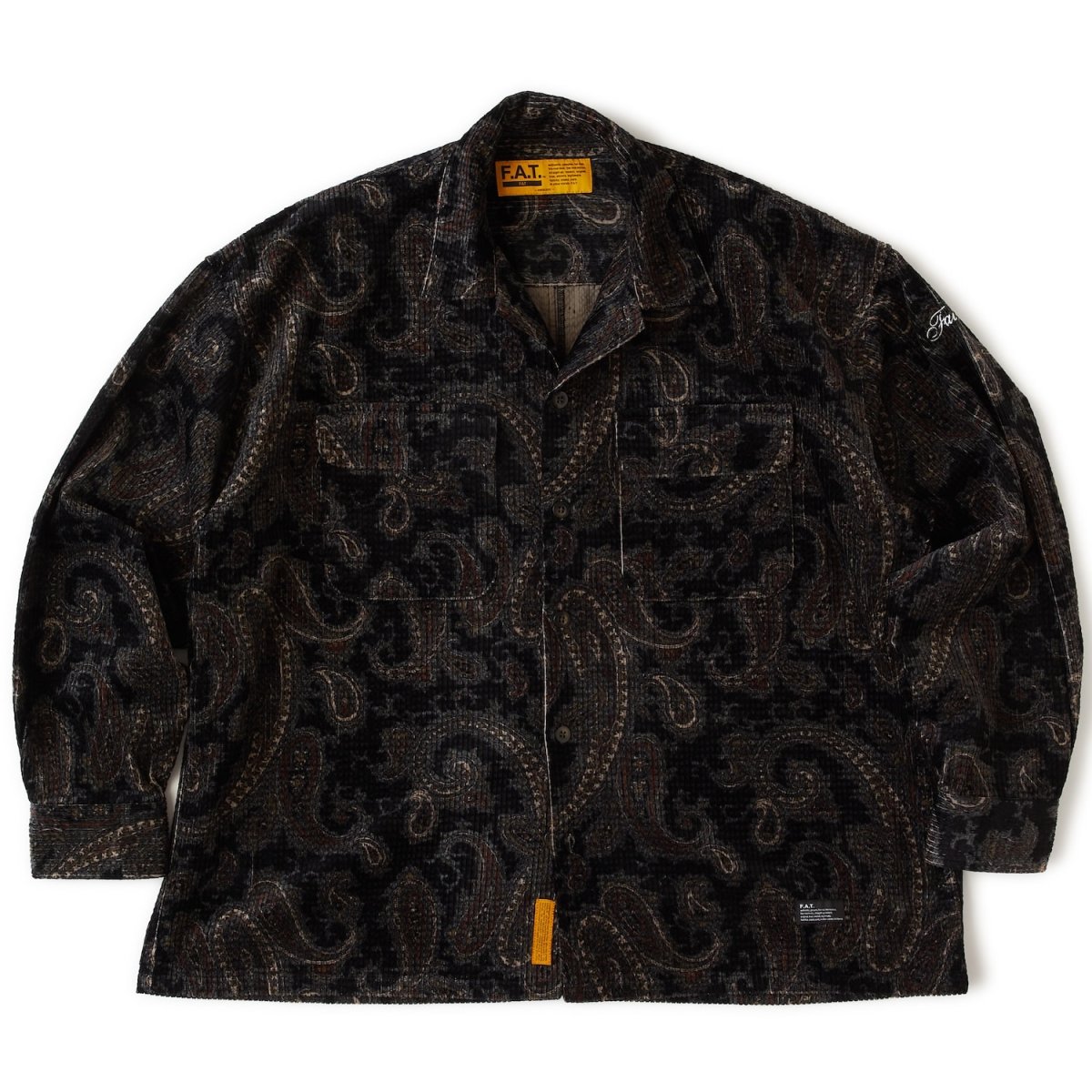 画像2: FAT CROPLEY Corduroy shirts Black F.A.T. ペイズリー コーデュロイ シャツ (2)