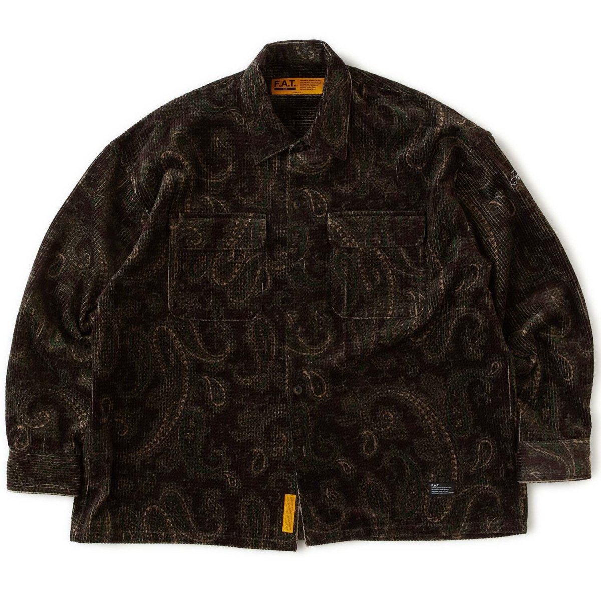 画像2: FAT CROPLEY Corduroy Shirts Wine F.A.T. ペイズリー コーデュロイ シャツ (2)